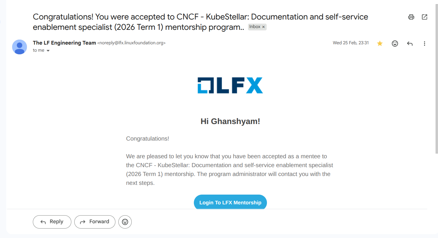 LFX acceptance email placeholder